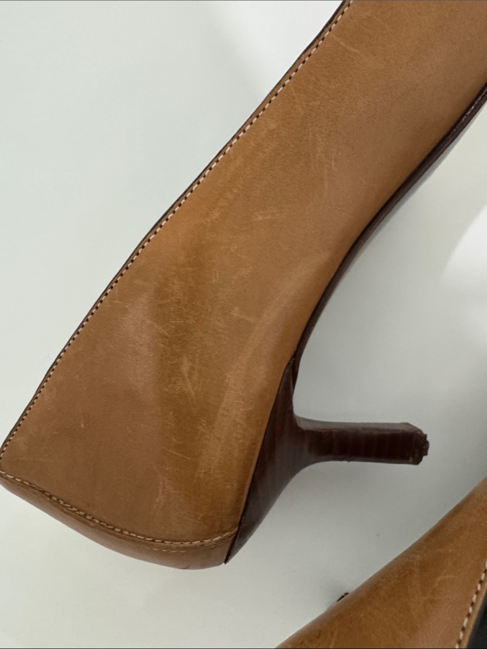 Cole Haan Women’s Tan Leather Square-Toe Heels Size 8 - Picture 8 of 10